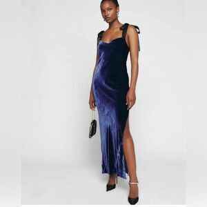 NWT Reformation Velvet Nya Dress XL in Danube